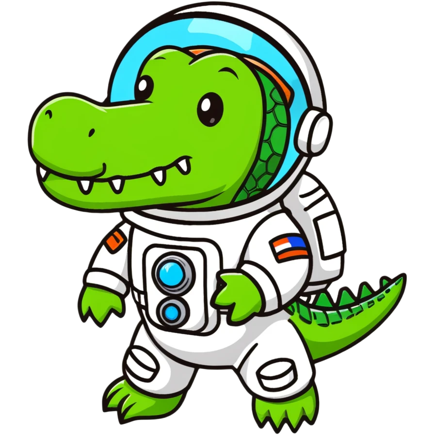 cute crocodile cosmonaut emoji