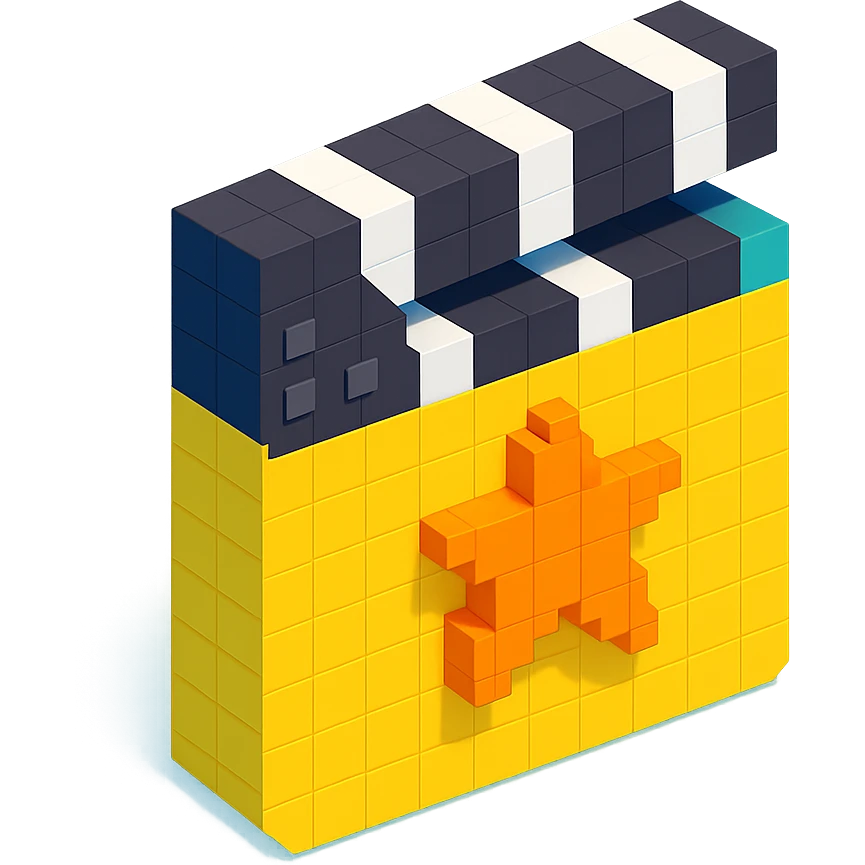 movie clapperboard with a star emblem, isometric view emoji