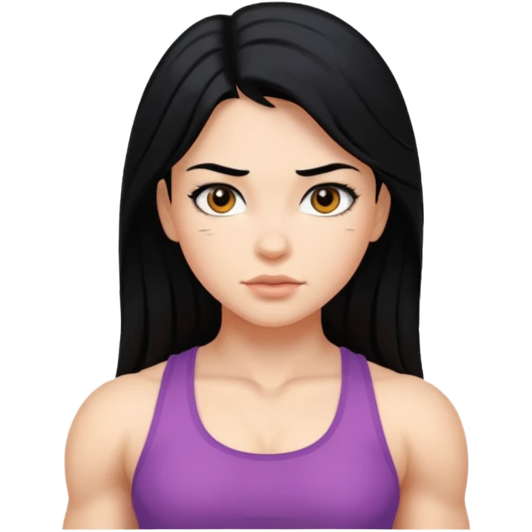 Girl with black hair and muscular  emoji