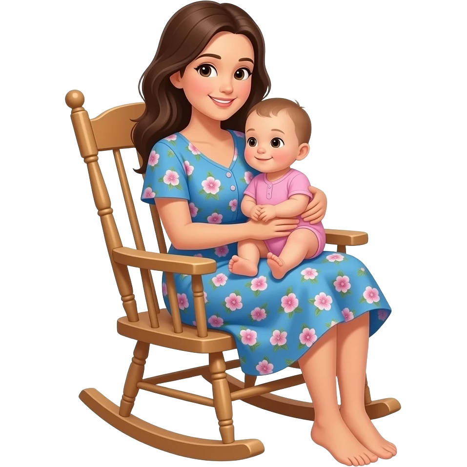 mom and baby cuddling in rocking chair emoji