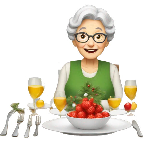 Granny is setting the festive table emoji
