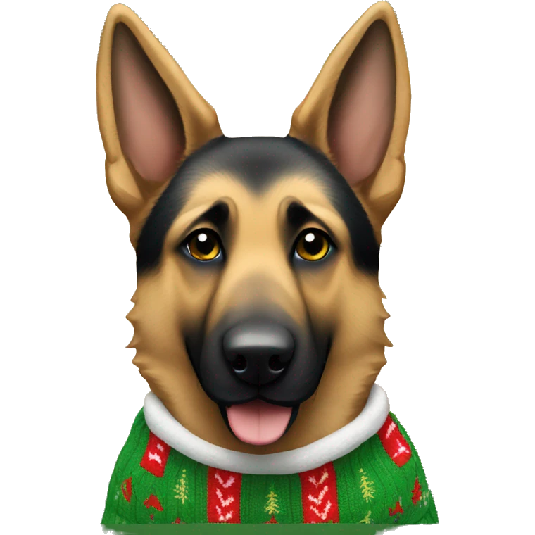 german shepherd with a christmas sweater  emoji