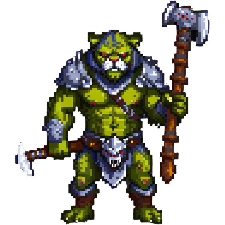 Fierce tiger orc with battle axe emoji