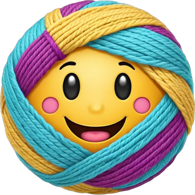 Colorful yarn ball expressing 🤩 emoji