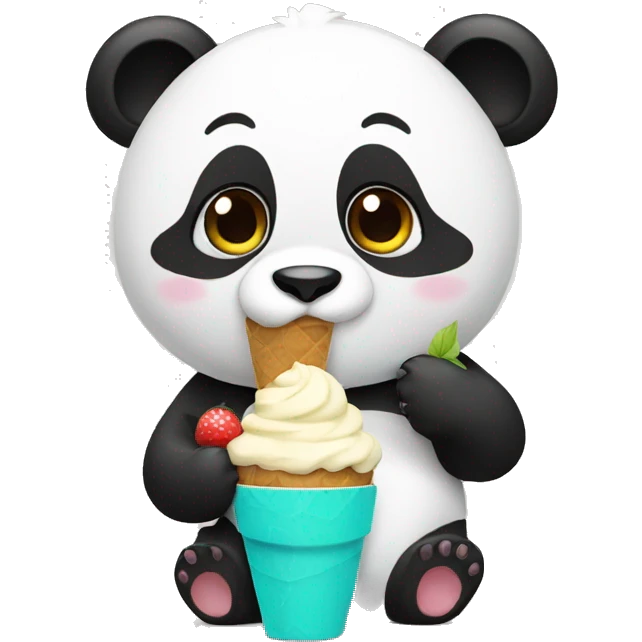 Panda eating ice cream emoji