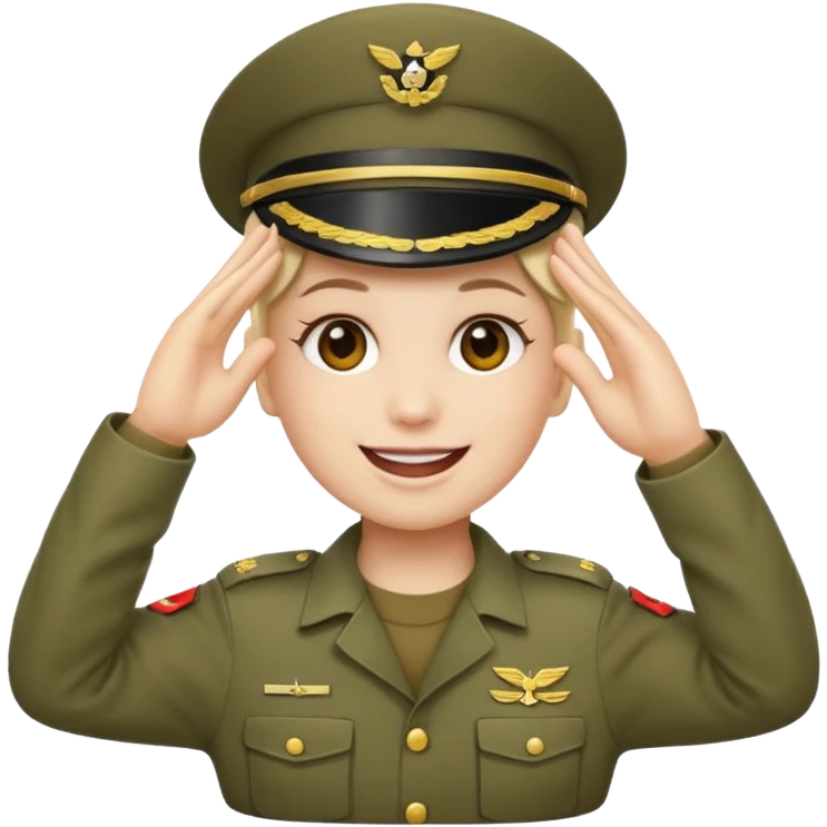Eine salutierenden Emoji (Hautfarbe: weiß) in Armee Klamotten emoji