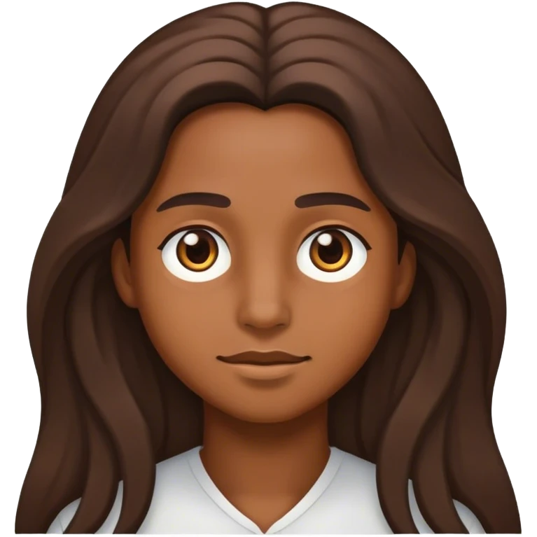 brown skin, brown eyes, long hair emoji