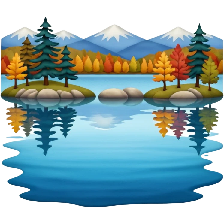 Beautiful lake during the fall, felt texture, scrapbooking emoji