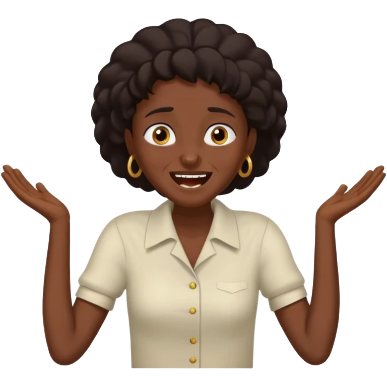 Baiza Ethiopian, dark hair Oldest but immature, no filter, funny Pose: laughing wildly, arms flailing emoji