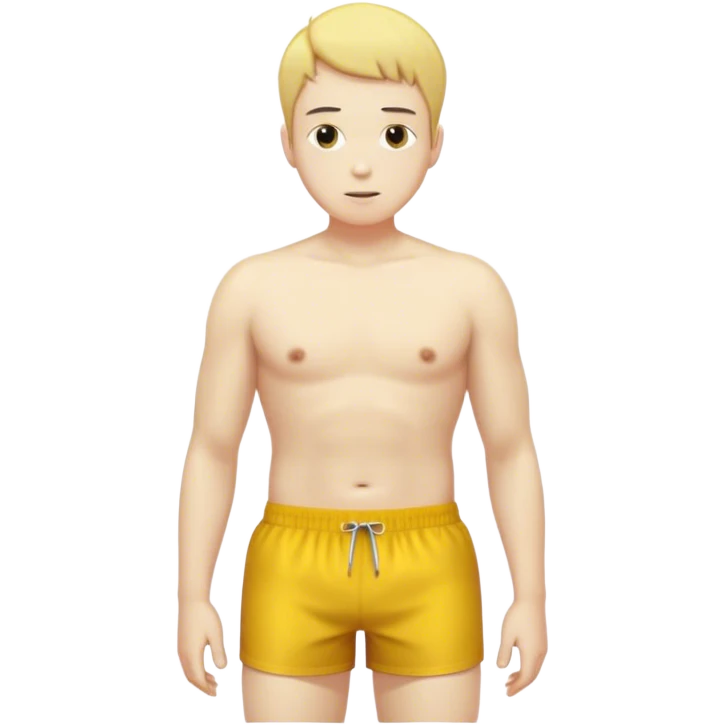 Man in swimming shorts  white skin dark yellow short big body emoji