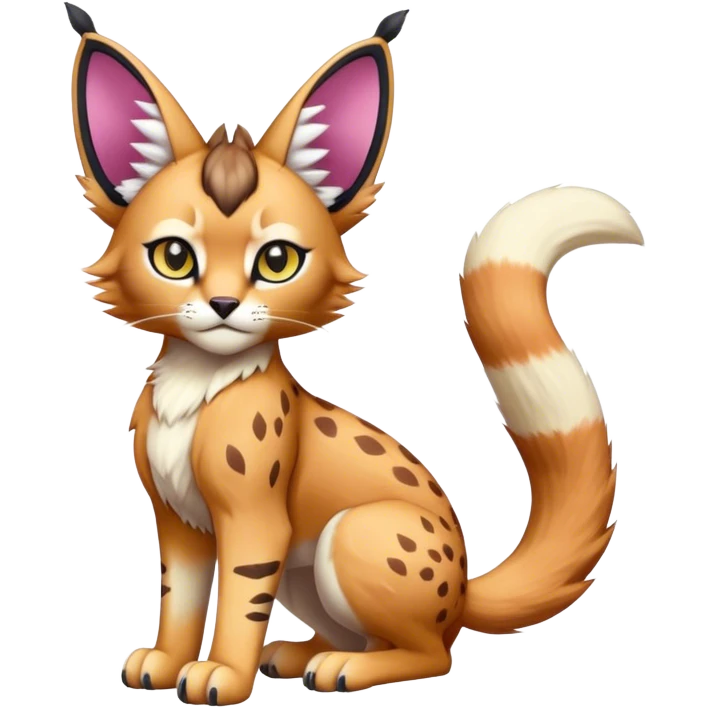 A pink lynx-caracal-serval-fakemon-Digimon-creature-hybrid emoji