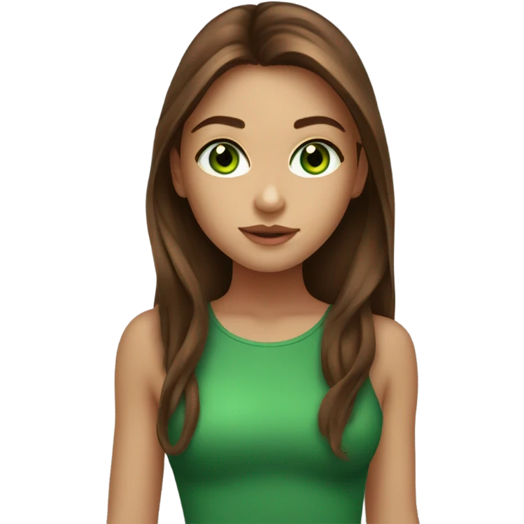 beautiful green eyed girl with beautiful long brown hair, that look like a super model emoji