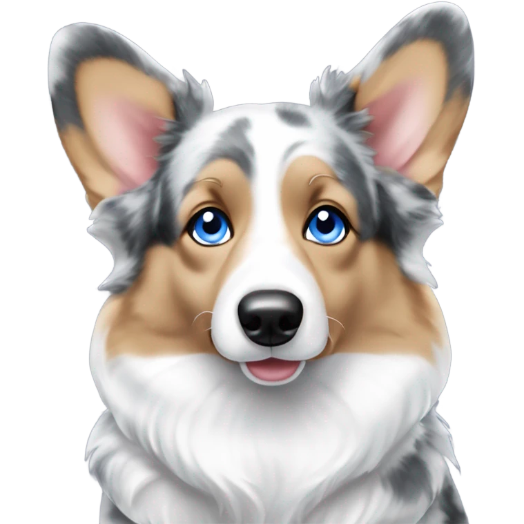 Blue Merle welsh corgi tan eyebrows bright blue eyes  emoji