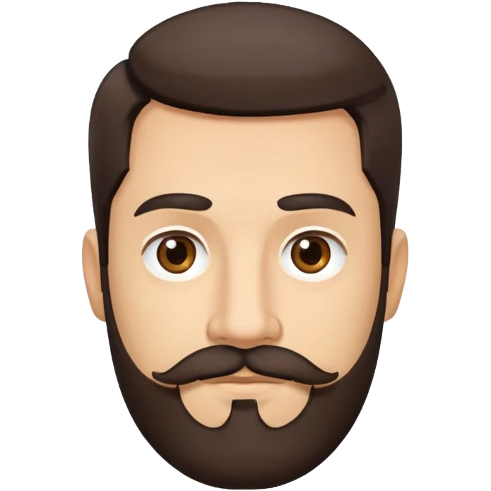 close-up of man face only with mustache and beard, medium eyes, medium light skin tone, dark hair, no neck visible, just the face emoji