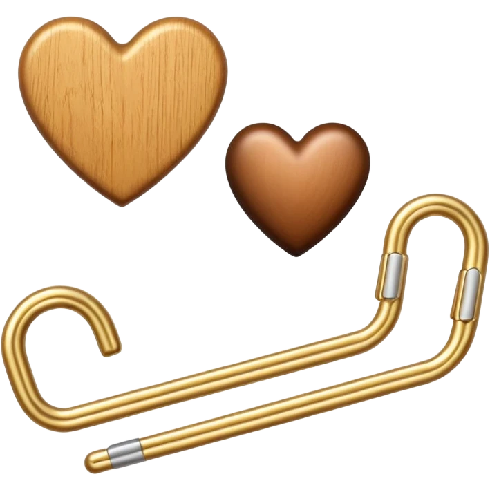 one gold paperclip and one brown heart on top emoji
