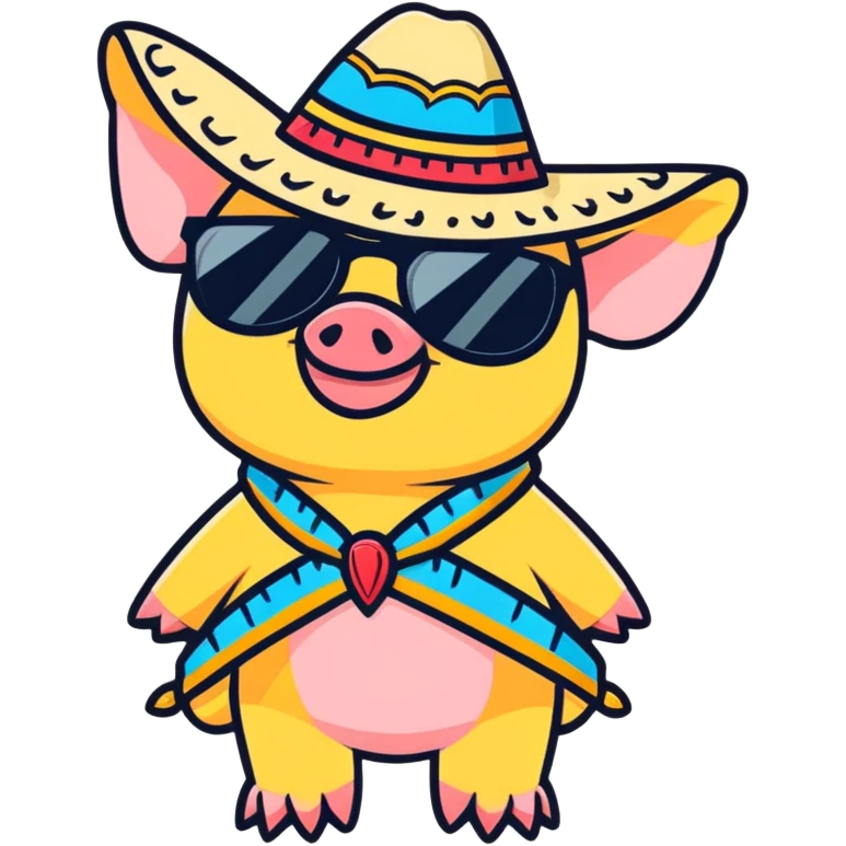 piglet in a sunglasses and sombrero  emoji