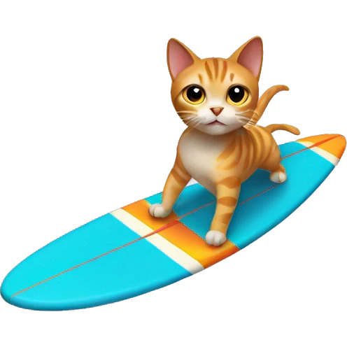 cat riding a surfboard emoji