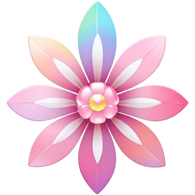 Cute Pastel pink and white Cherry Blossom Sakura Starburst Iridescent Rainbow emoji