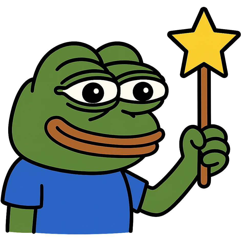 pepe the frog with a star wand emoji