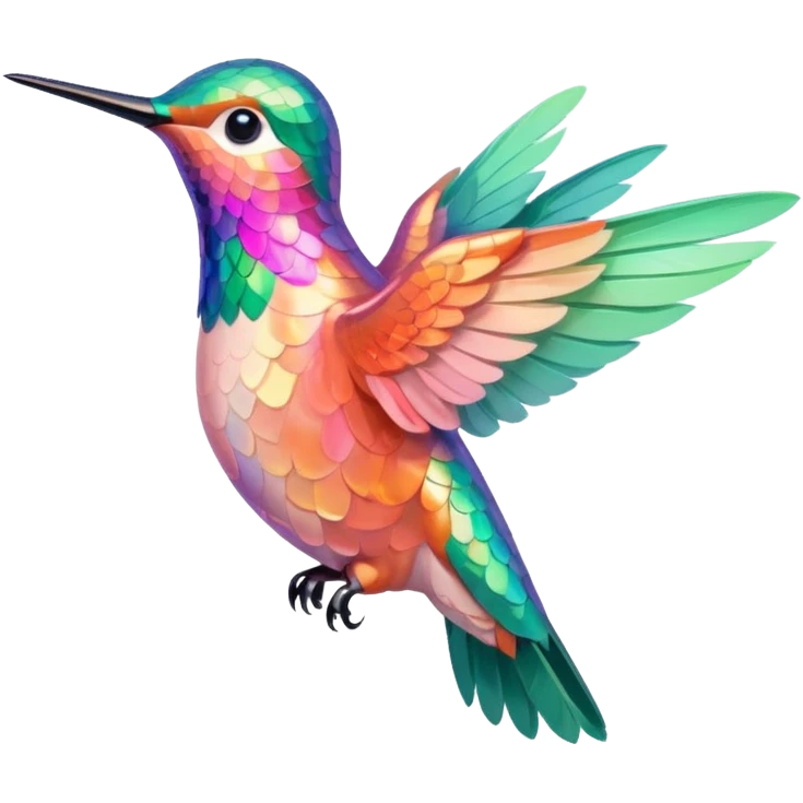 peach pink and mint humming bird, warm colours  emoji