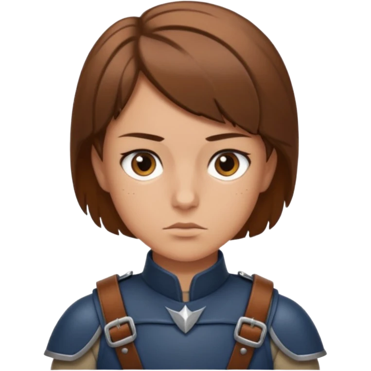 A young legionnaire with short hair, leather straps, and determined focused eyes.
 emoji
