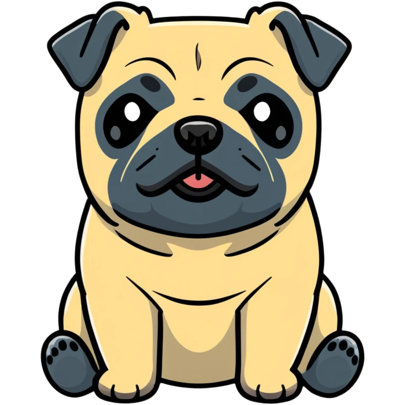 black pug with its bottom jaw out  emoji