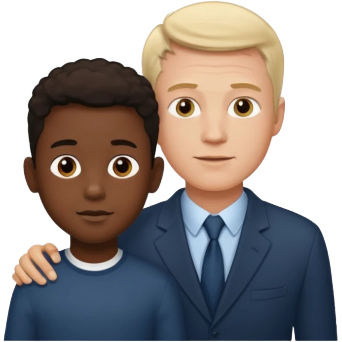 Tall white guy with dwarf black kid emoji