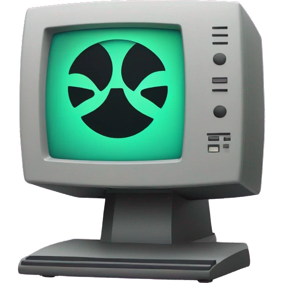 80's computer monitor with atom symbol emoji