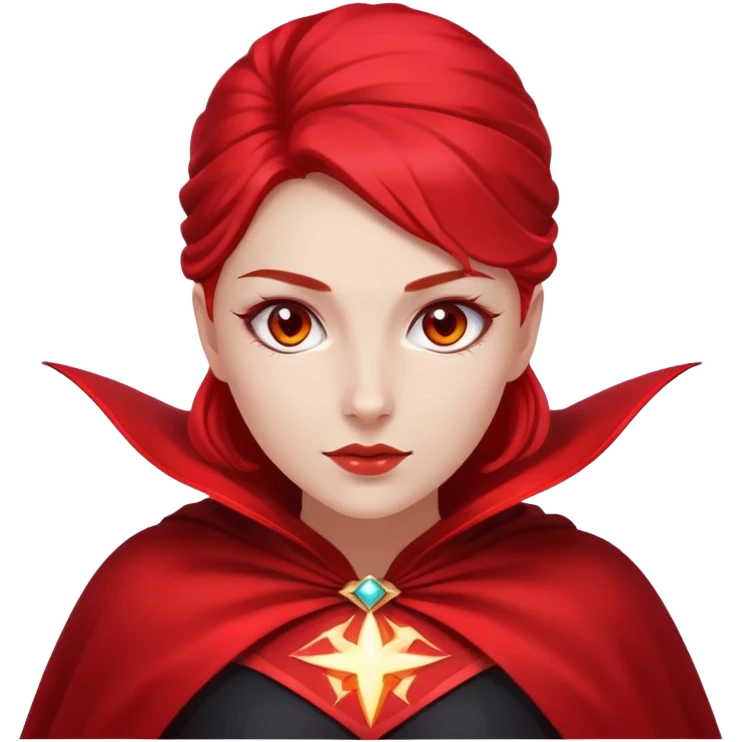 woman with red magic energy powers wearing red headpiece and cape emoji