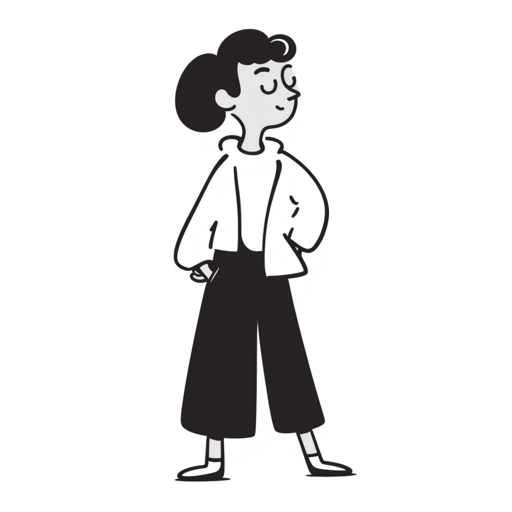 Hand-drawn figure in casual clothing, standing pose emoji