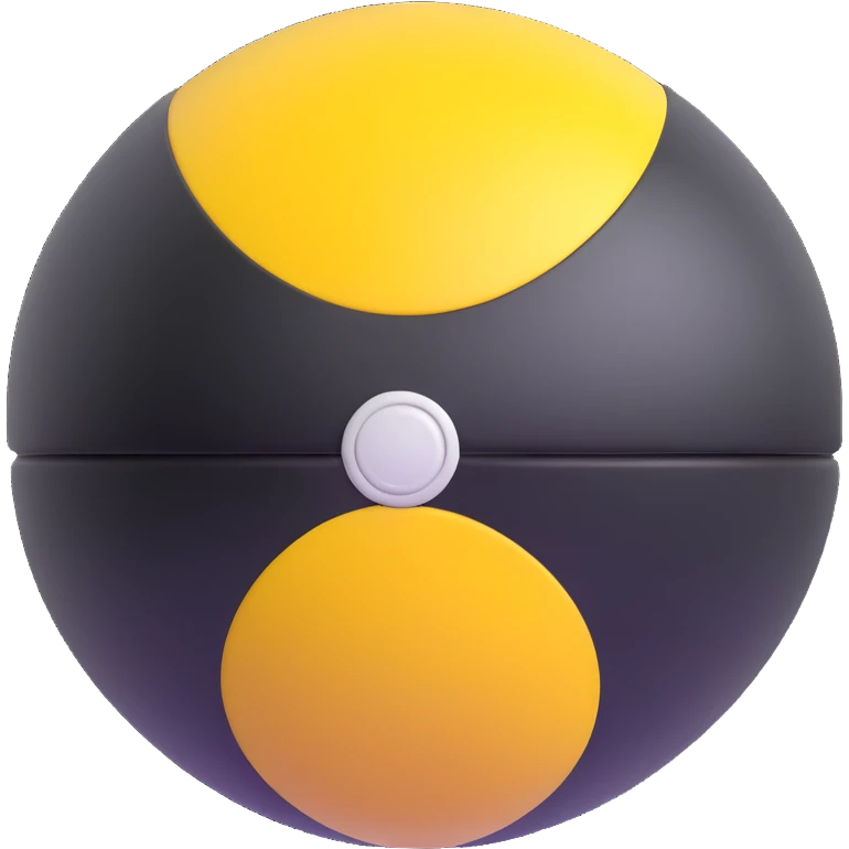 Ultra Ball from Pokemon, black and yellow top half, white bottom half emoji