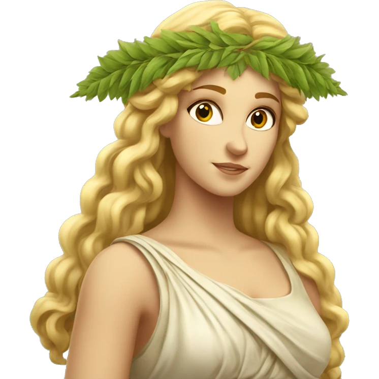Beautiful long blonde with leaf crown Greek goddess holding wheat renaissance  emoji