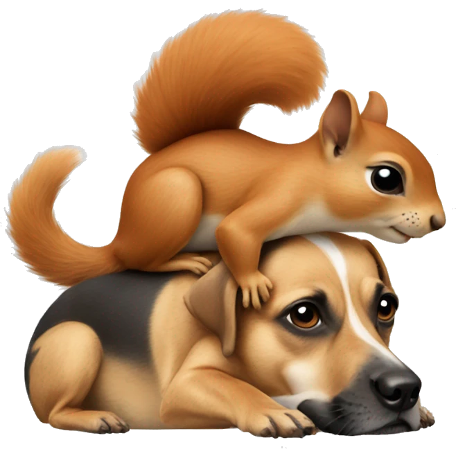 Squirrel on dogs back emoji