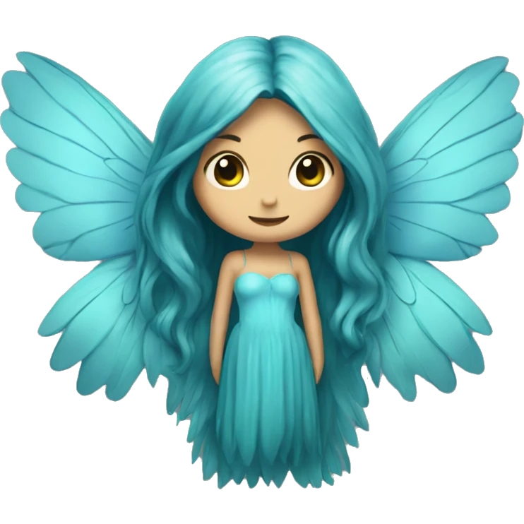 Beautiful, fairy, blue, turqoise, long hair, big wings emoji