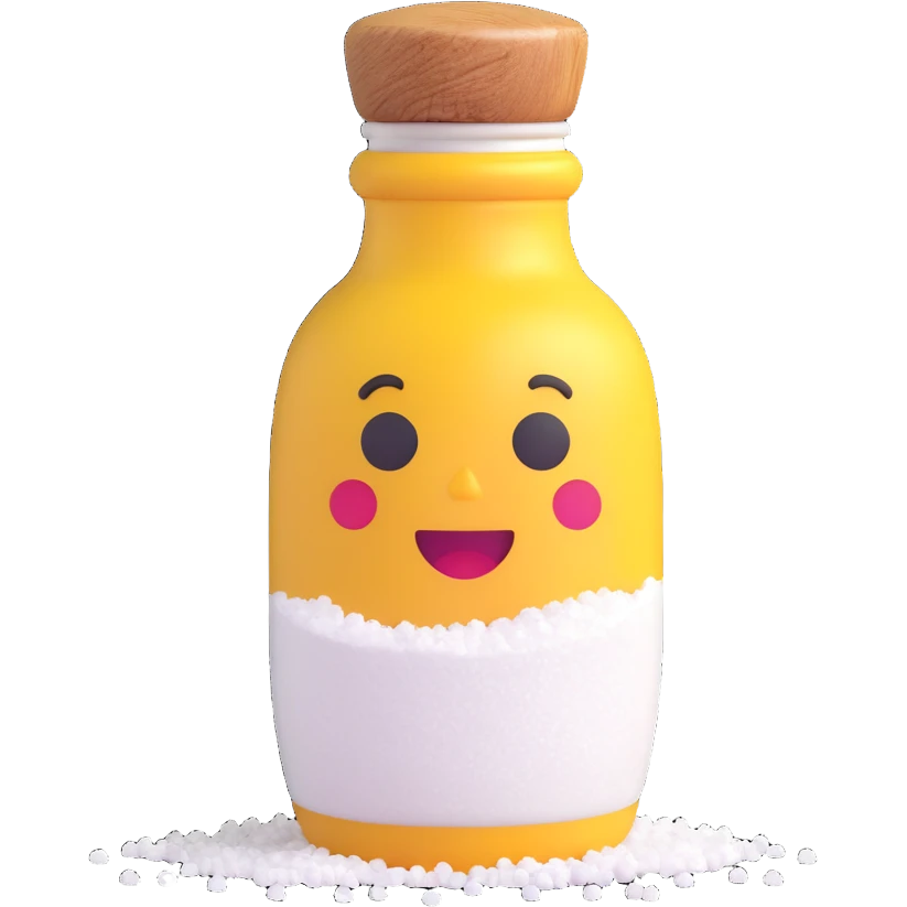 3D emoji style salt shaker, with a few grains of salt falling out, simple and expressive emoji