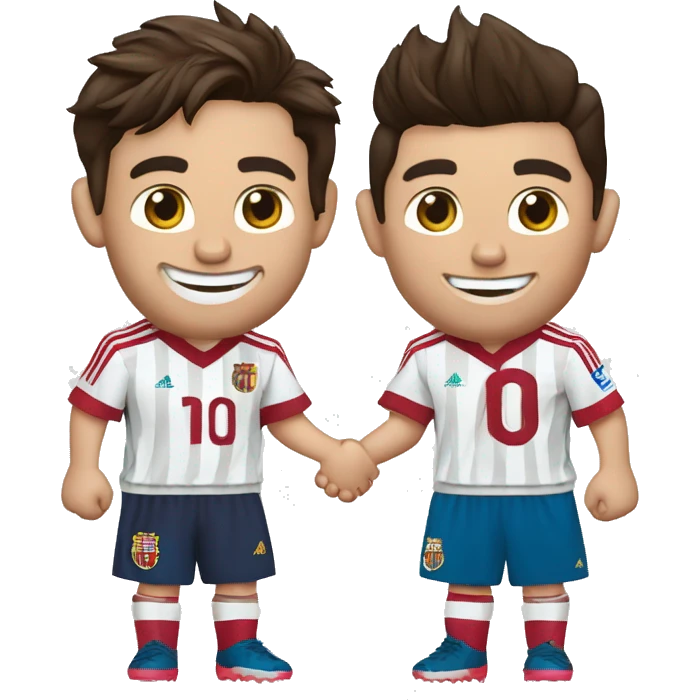 LEONEL MESSI AND CRISTIANO RONALDO SHAKING HANDS RONALDO WITH PORTUGAL MESSI WITH ARGANINA emoji