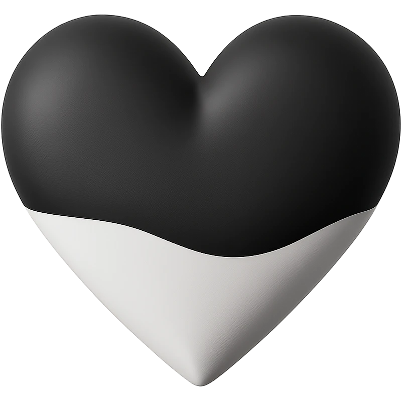 black white heart 3d , remove background emoji