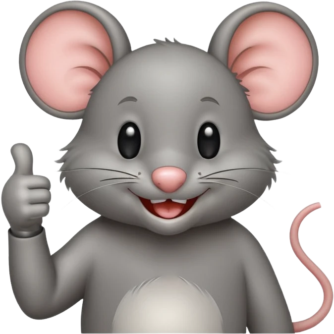 a cheerful mouse, smiling, showing a thumbs up emoji