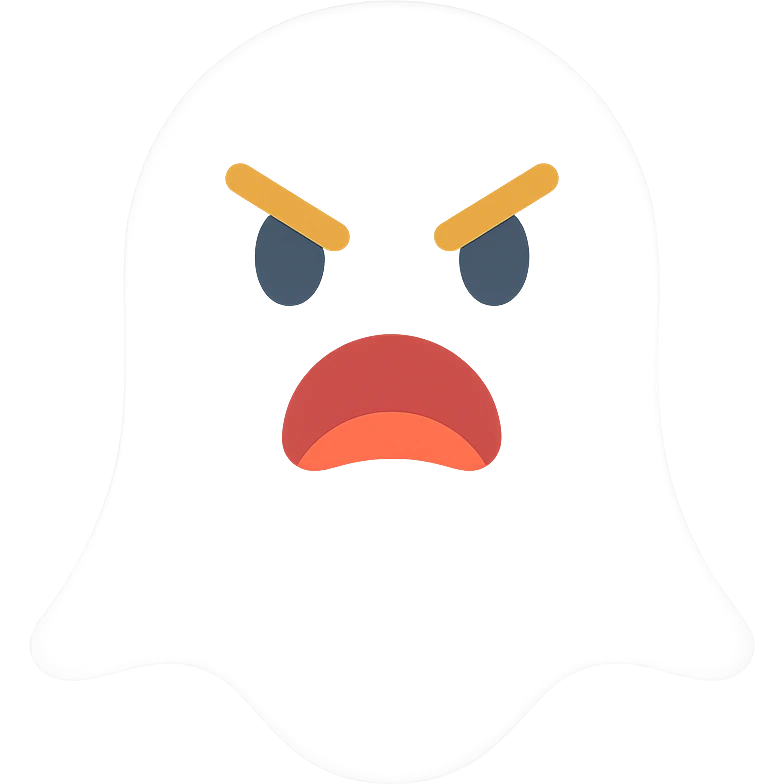 angry Casper ghost in colorful style emoji