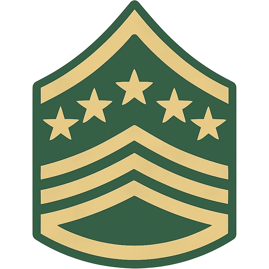 general of the army chevron icon, flat design, green and gold, five-star chevron, clean lines, military insignia emoji