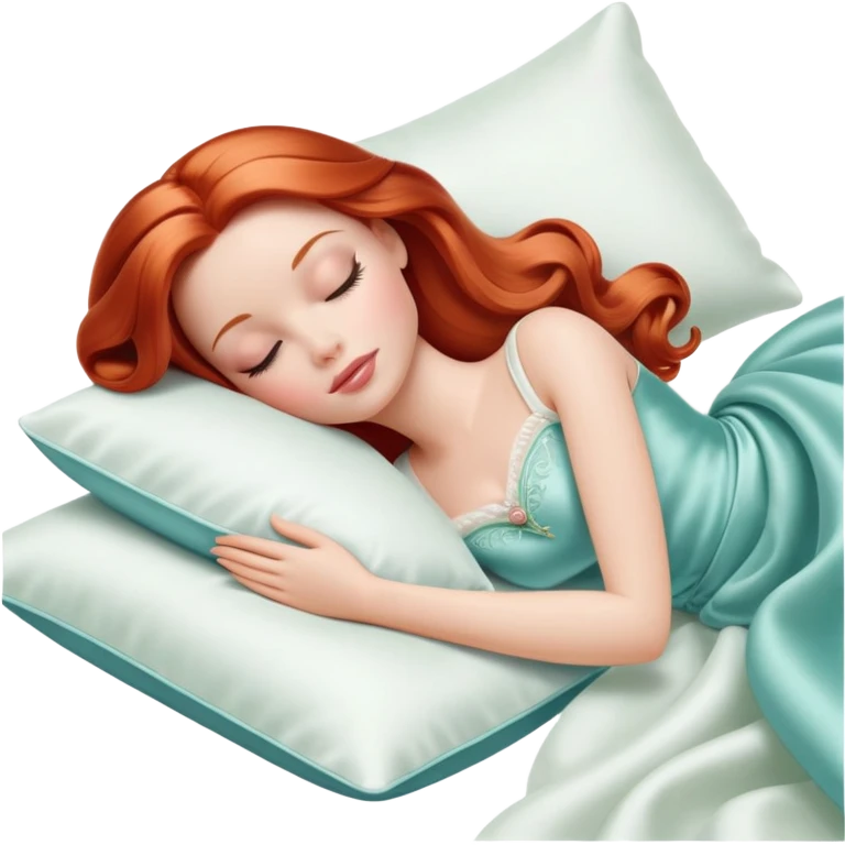 sleeping beauty The redhead white girl Barbie with a silk pillow emoji