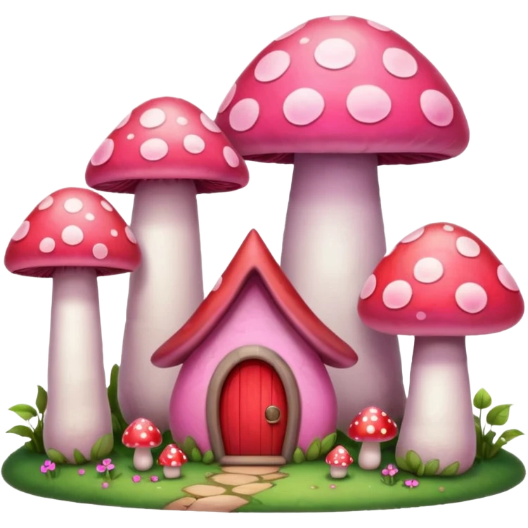 pink mushroom houses emoji