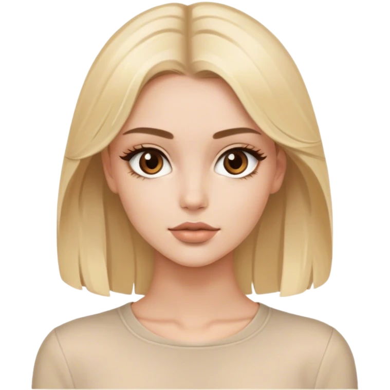 Luxury aesthetic blonde model with brown eyes, beige outfit emoji