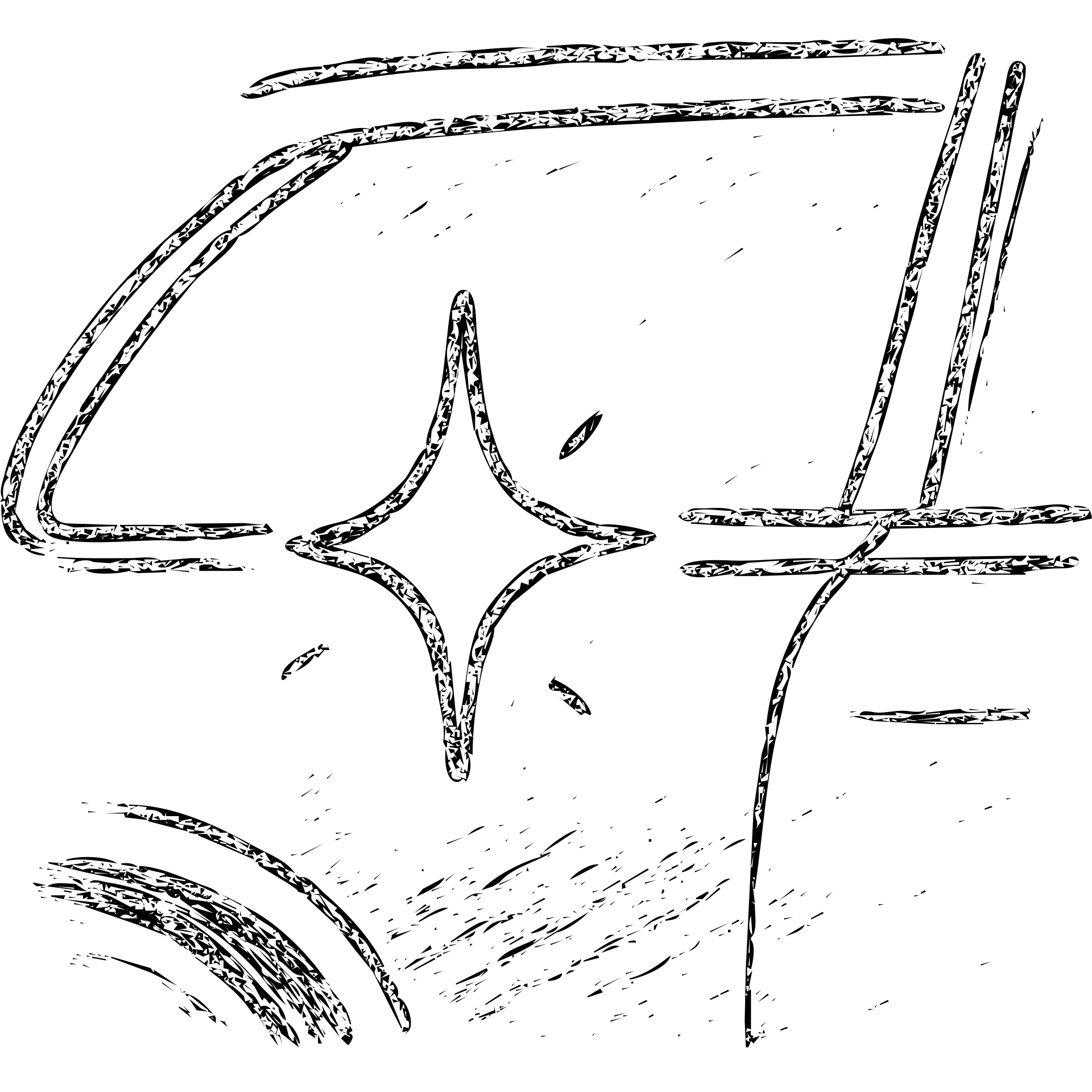 hand-drawn outlined icon of a small bright star on a glossy black car surface, subtle reflections, gold or silver details, clean and modern emoji