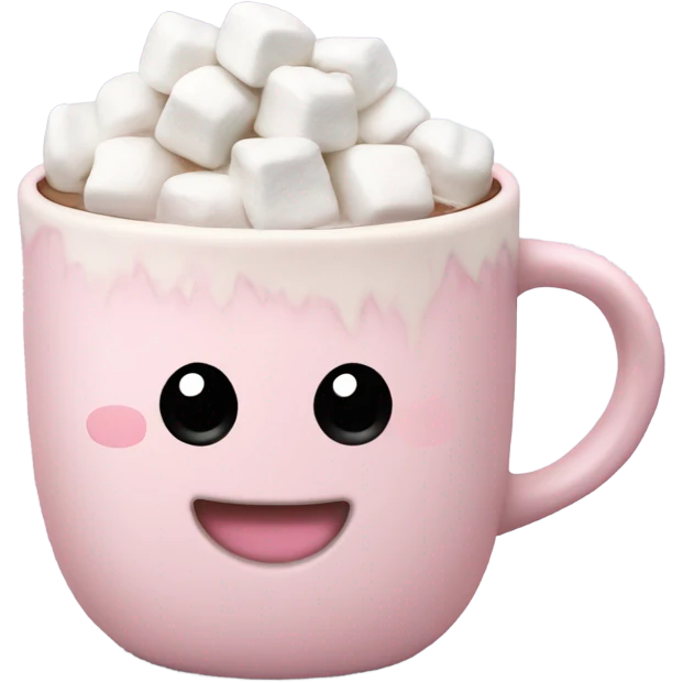 Light Pink mug of hot chocolate with marshmallows  emoji