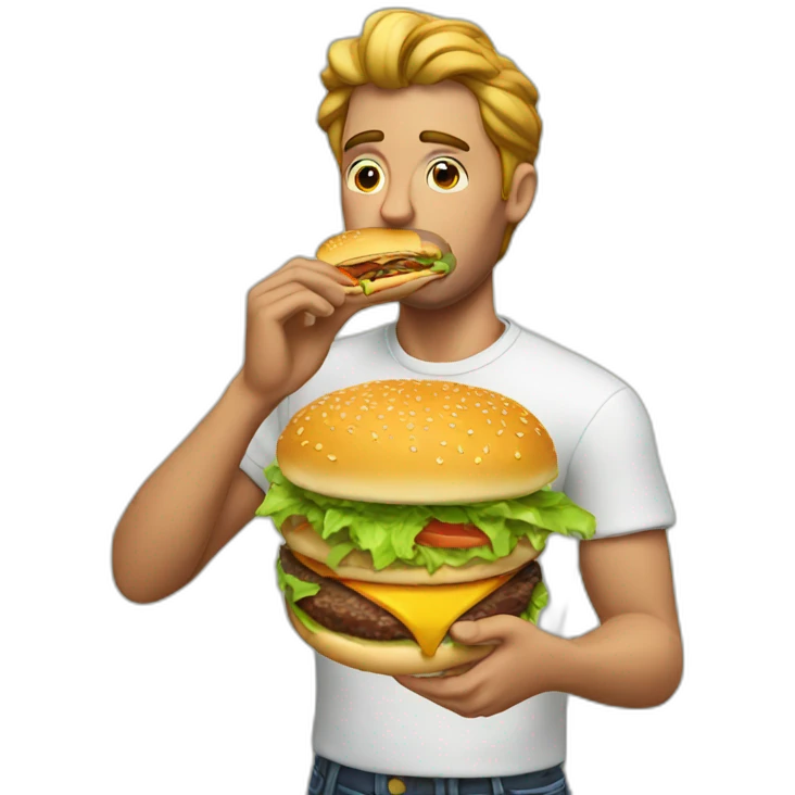 High dude eating burger emoji