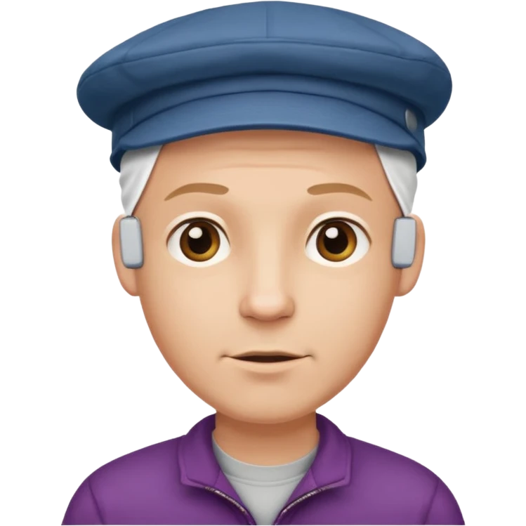 a bald man wearing a flap cap looking really hopeful emoji