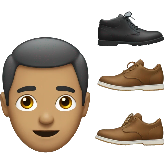 Man with 3 shoes balanced on his nose emoji