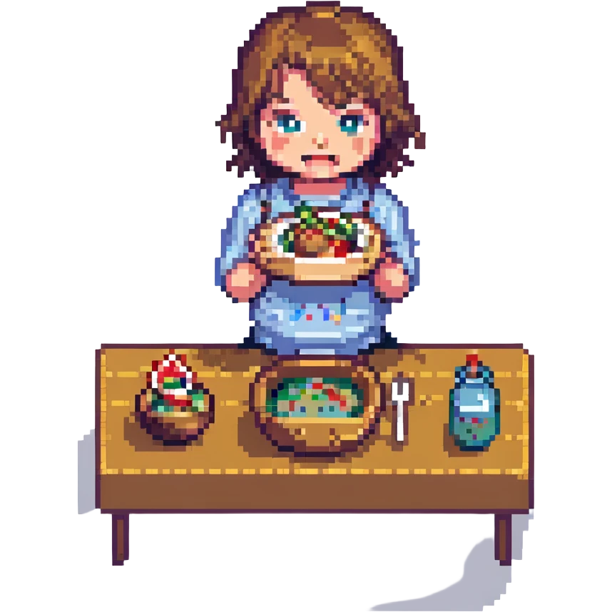 kid eating, pixel art style emoji