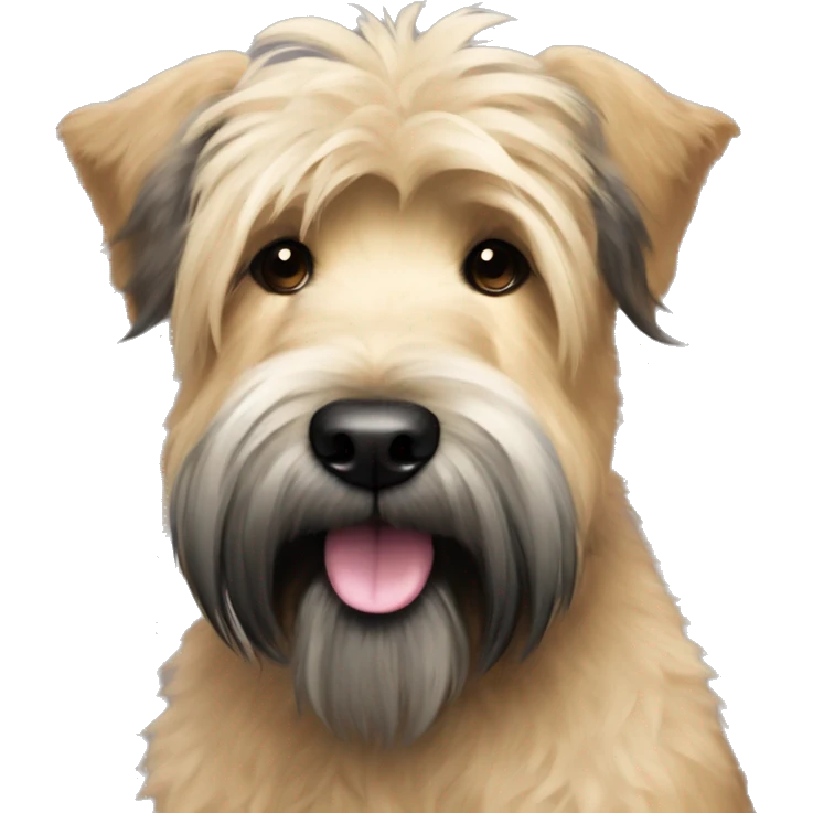 Wheaten terrier with long fluffy hair, black ears and black chin emoji